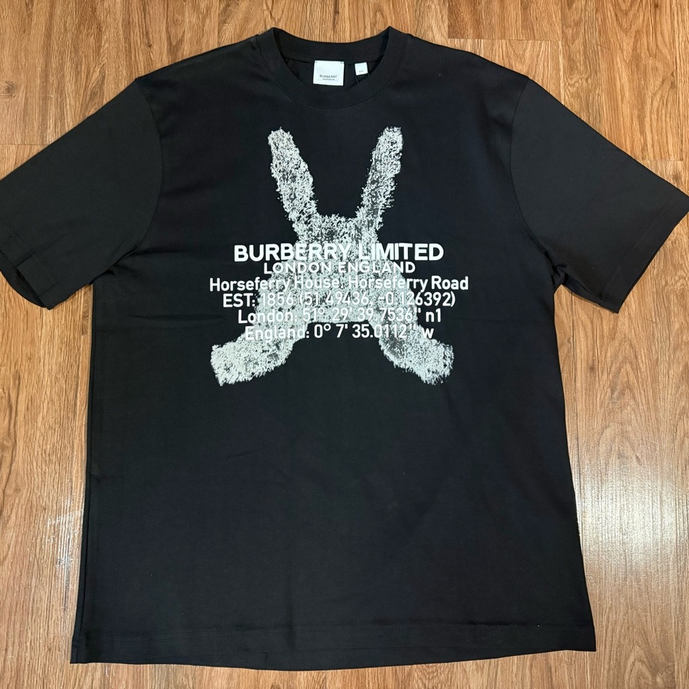 Burberry Black T-Shirt with White Graphic